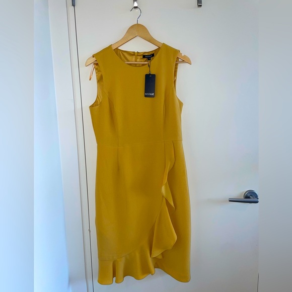 Basque Dresses & Skirts - Basque, Size 10, yellow/ gold midi cocktail dress (NWT)